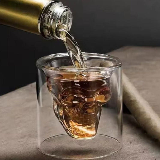 Skull Head Shot Glass – Unique Crystal Skull Whiskey & Shot Glass for Parties, Bars & Gifts