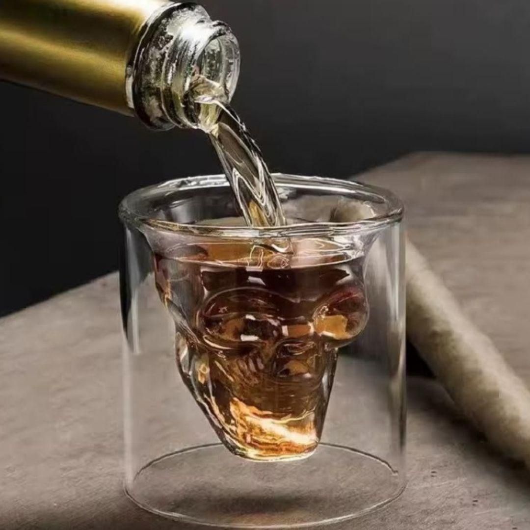 Skull Head Shot Glass – Unique Crystal Skull Whiskey & Shot Glass for Parties, Bars & Gifts